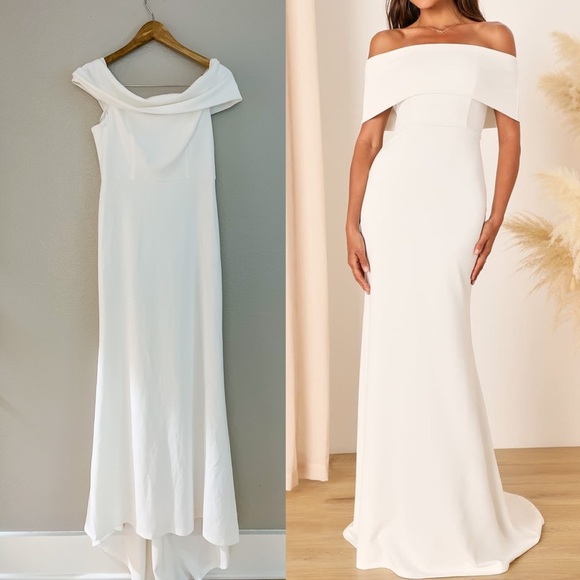 Exceptional Romance White Off-the-Shoulder Mermaid Maxi Dress - Picture 1 of 10